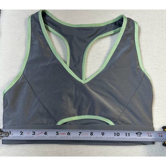 Fabletics Womens Low Impact Keyhole Sports Bra Storm cloud/sugared Lime S - Picture 4 of 4